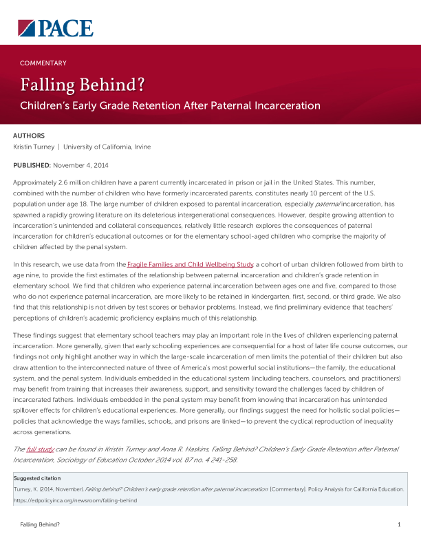 Falling Behind? PDF