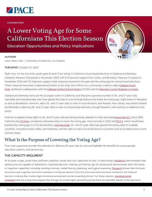 A Lower Voting Age for Some Californians This Election Season PDF