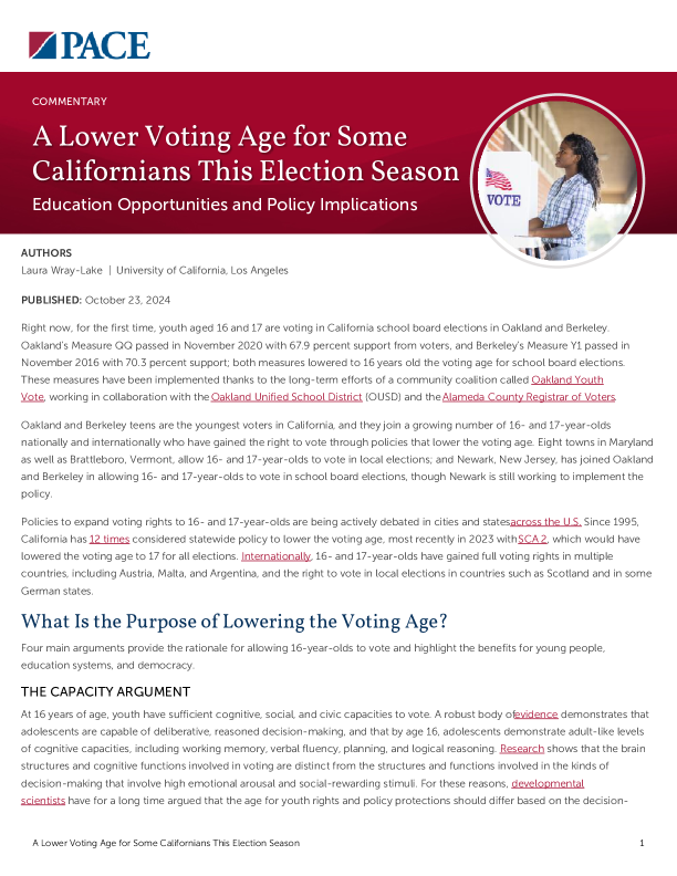 A Lower Voting Age for Some Californians This Election Season PDF