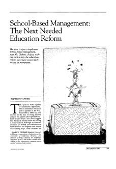 School-Based Management The Next Needed Education Reform