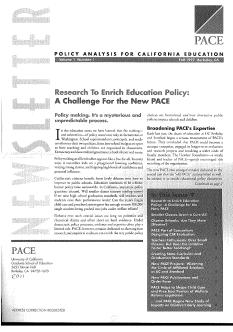 Research to Enrish Education Policy: A Challenge for the New PACE