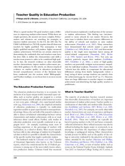 Teacher Quality in Education Production